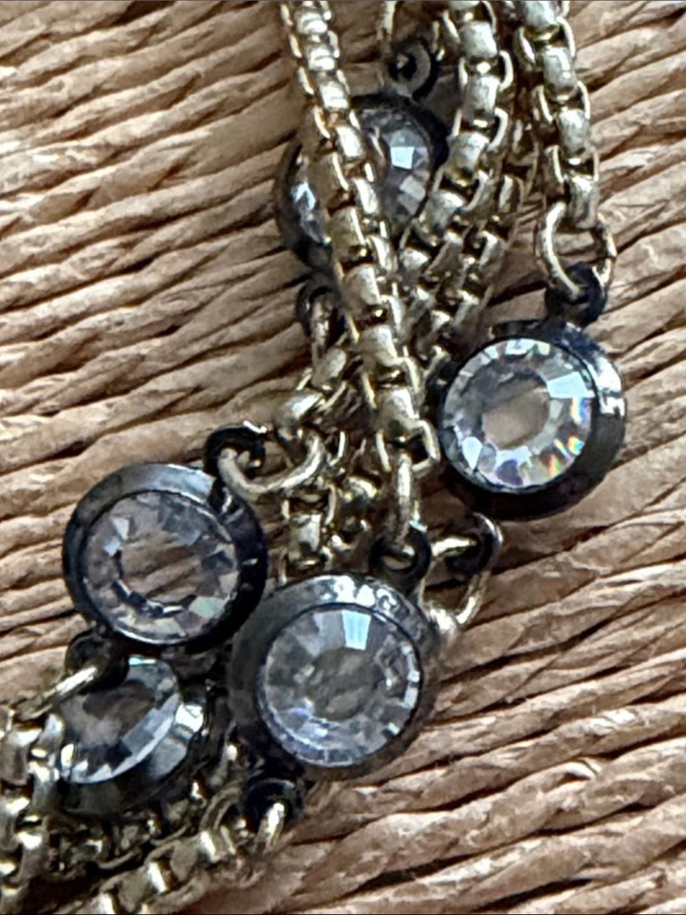 Bracelet toggle clasp smoky  crystal five strands gold tone
